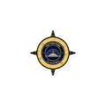 Lunar Capitol Dome Crest Sticker, 3 inch: the gold Lunar Capitol Supply dome compass crest as a kiss-cut vinyl sticker with a white border