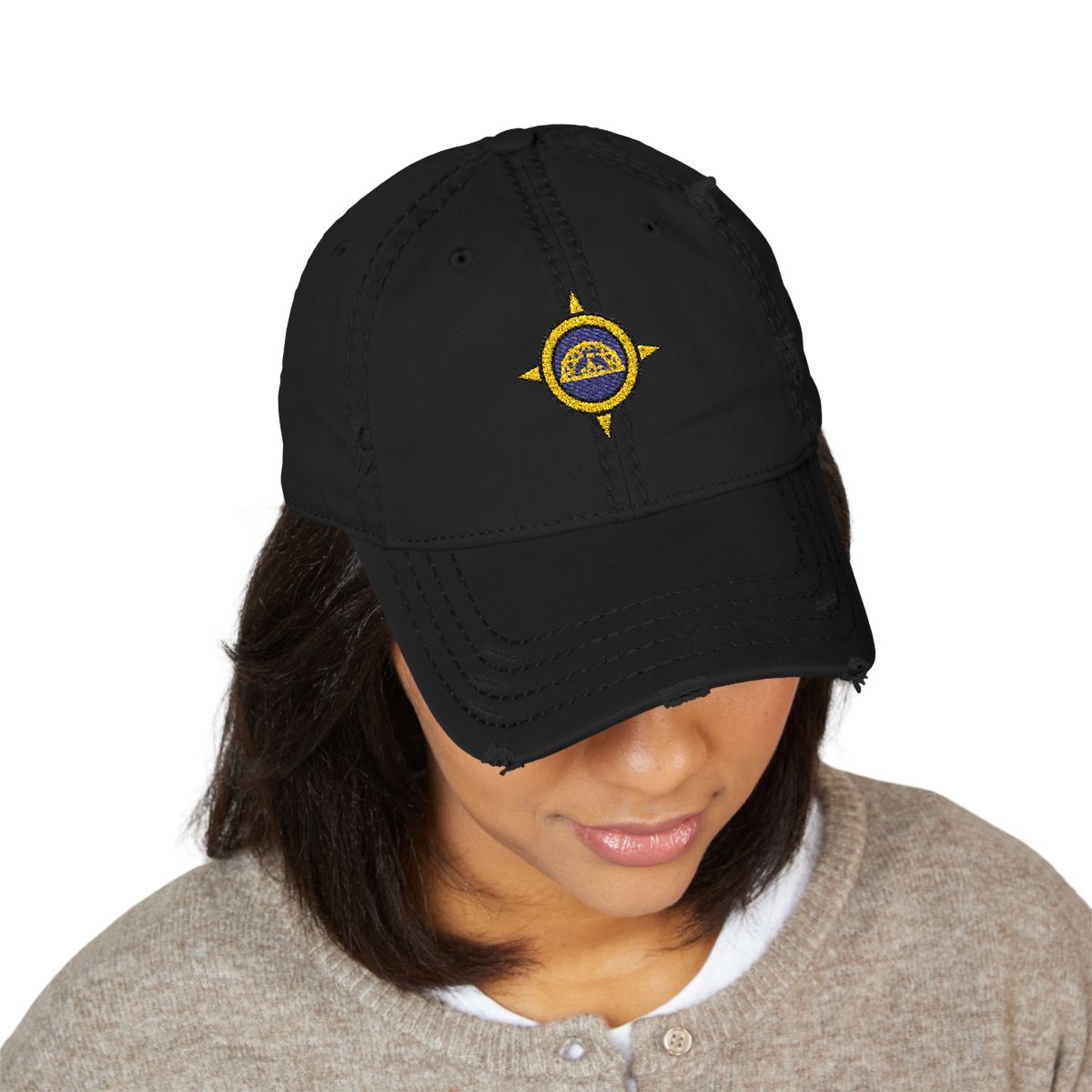 Lunar Capitol Embroidered Dad Hat – Black, worn