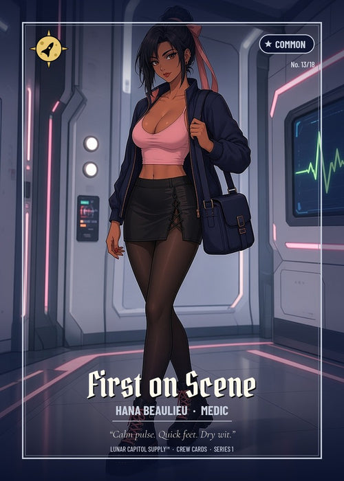 Lunar Crew trading card No. 13 First on Scene: Hana Beaulieu, Medic