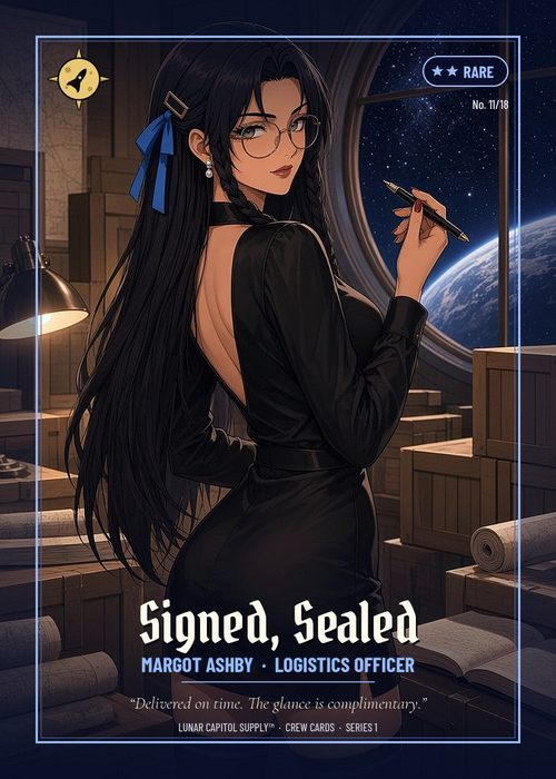Lunar Crew trading card No. 11 Signed, Sealed: Margot Ashby, Logistics Officer