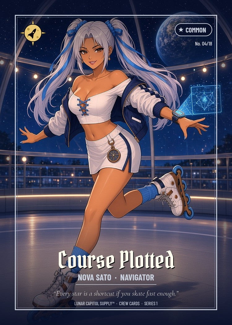 Lunar Crew trading card No. 04 Course Plotted: Nova Sato, Navigator