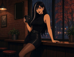 Sable, Lunar Capitol crew, rainy-window calendar scene